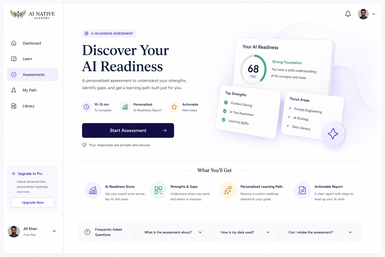 AI Readiness Assessment interface